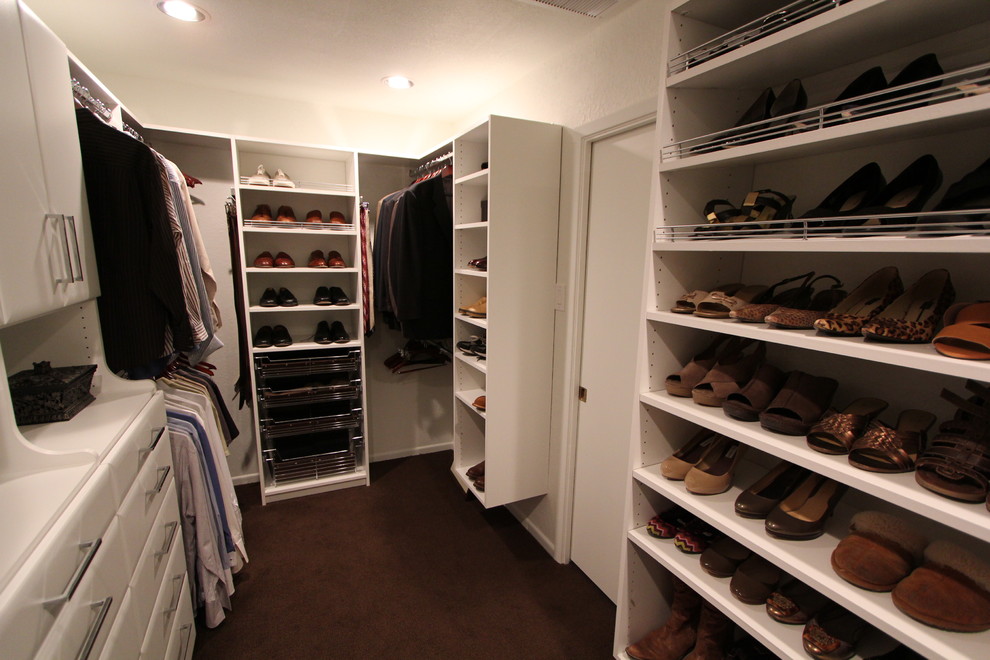 Photo of a contemporary storage and wardrobe in Dallas.