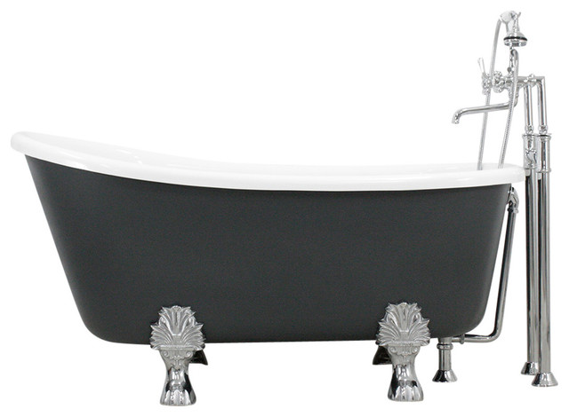 Cosimo White Acrylic Swedish Slipper Clawfoot Tub Package Iron Grey Exterior 5 Cosimo White Acrylic Swedish Slipper Clawfoot Tub Package Iron Grey Exterior 5