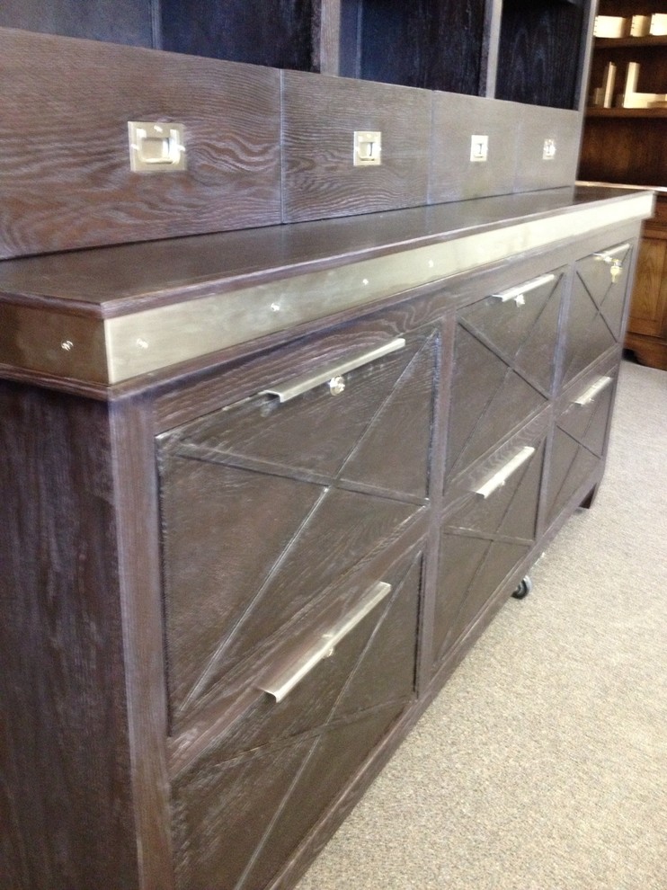 Contemporary Credenza with Stainless Accents and File Storage