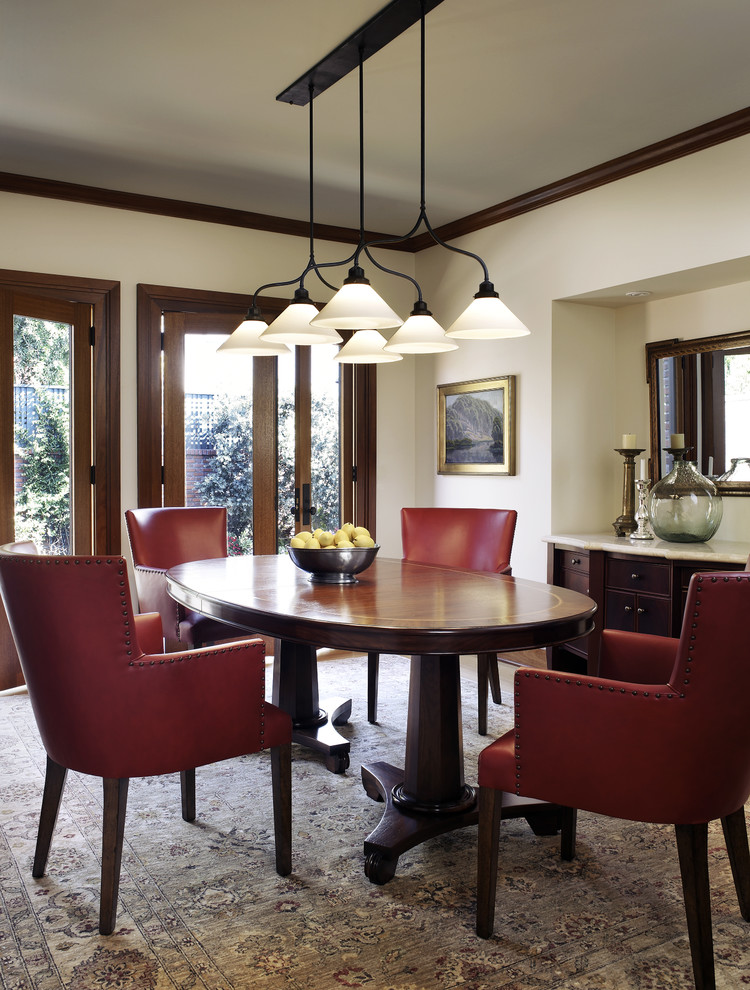 Photo of a traditional dining room in San Diego with white walls.