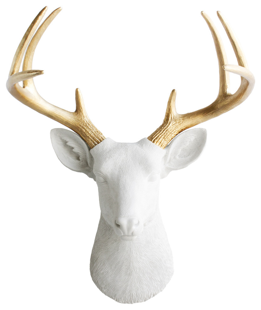 Resin Deer Head Antler Art Contemporary Wall Sculptures by Wall
