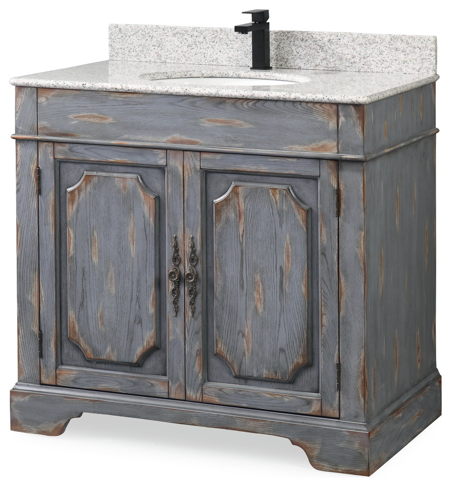 36 Litchfield Rustic Gray Bathroom Vanity Farmhouse Bathroom Vanities And Sink Consoles By Chans Furniture Houzz