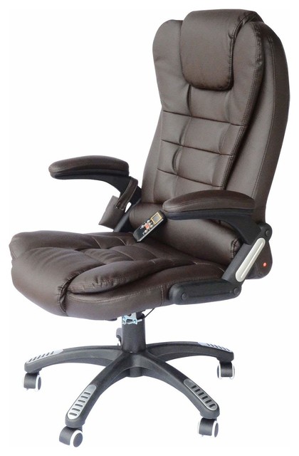 Homcom High Back Faux Leather Adjustable Heated Executive Massage Office Chair Contemporary Office Chairs By Aosom