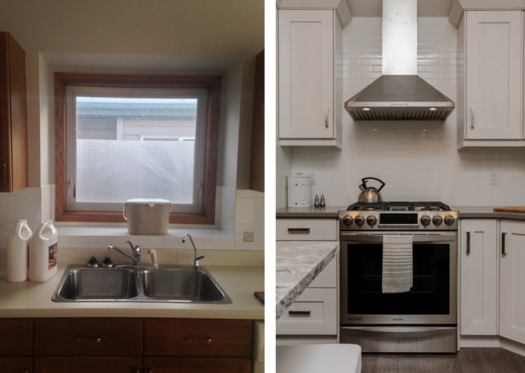 Transitional home design photo in Edmonton