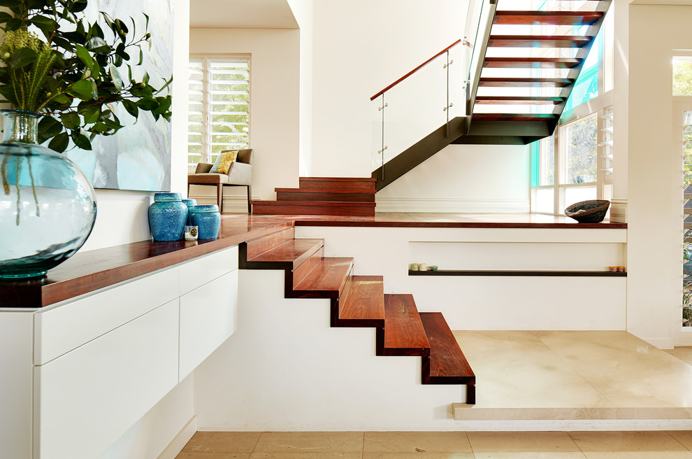 Modern wood u-shaped staircase in Perth.
