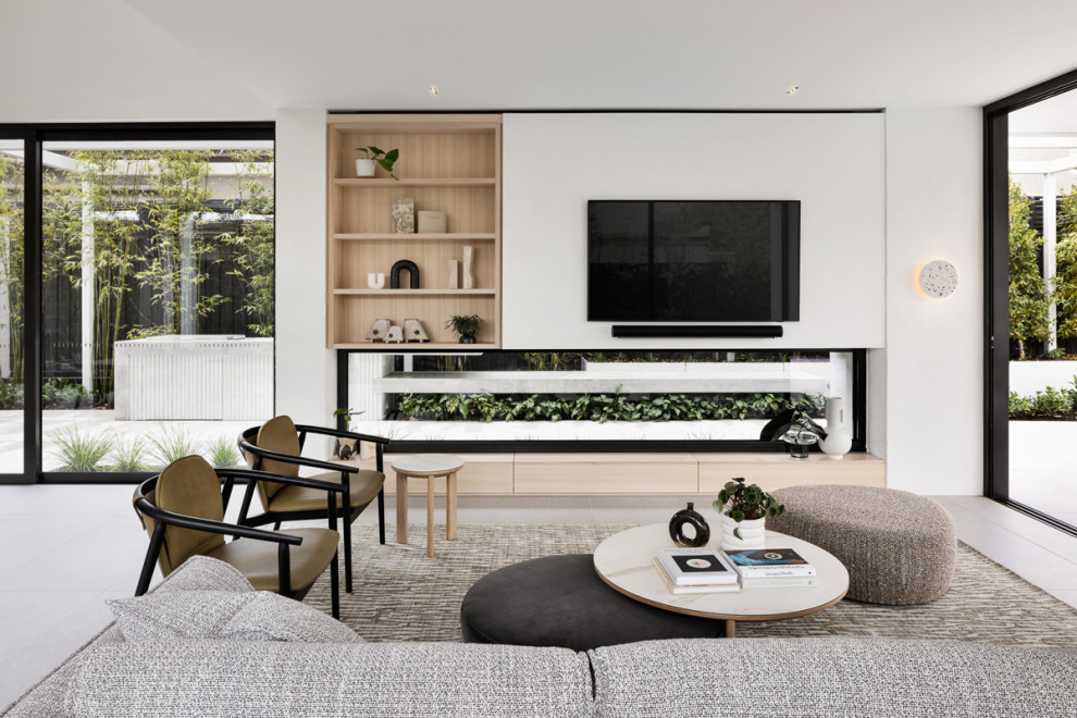 Design ideas for a contemporary family room in Melbourne.