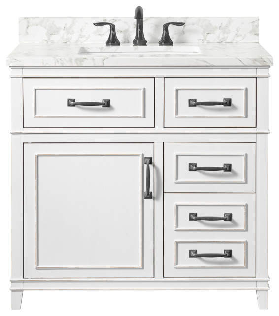 Del Mar 37inch Bathroom Vanity in Antique White Transitional