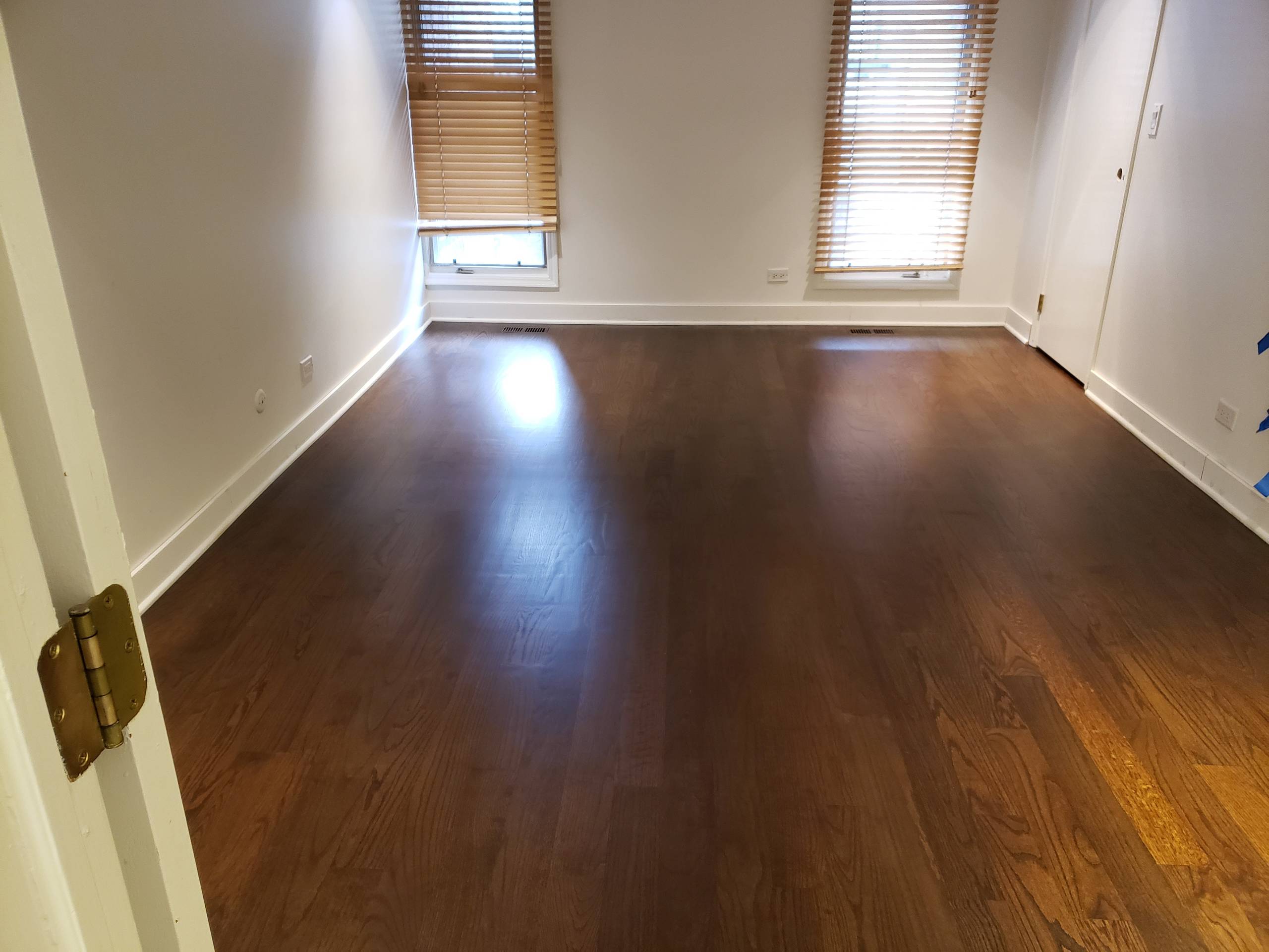 4 inch red oak select and better installed and refinished , Spice Brown stain