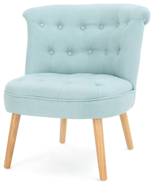 GDF Studio Donna Plush Modern Tufted Accent Chair, Light Blue