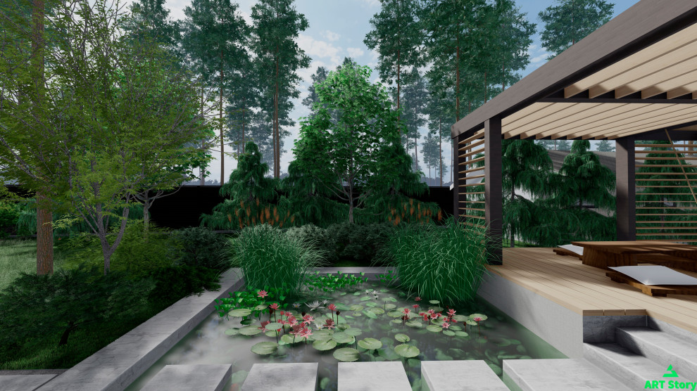 Беседка с водоемом