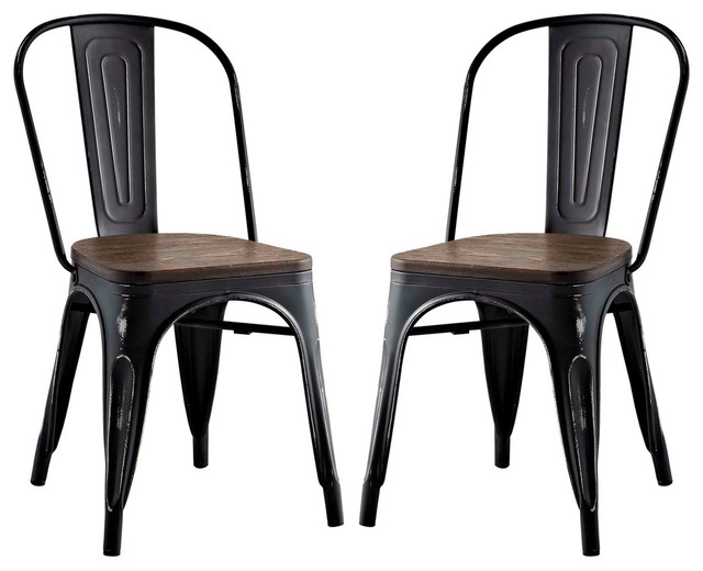 distressed black metal dining chairs