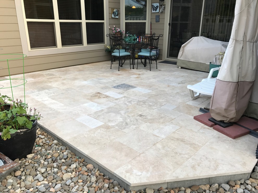 Country Classic Travertine Pavers Traditional Patio Charlotte