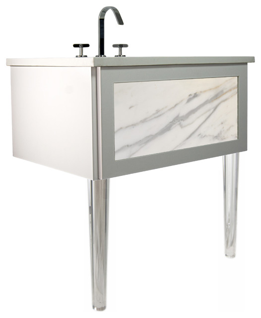 Bathroom Vanity, Calacatta Marble Insert Contemporary Bathroom