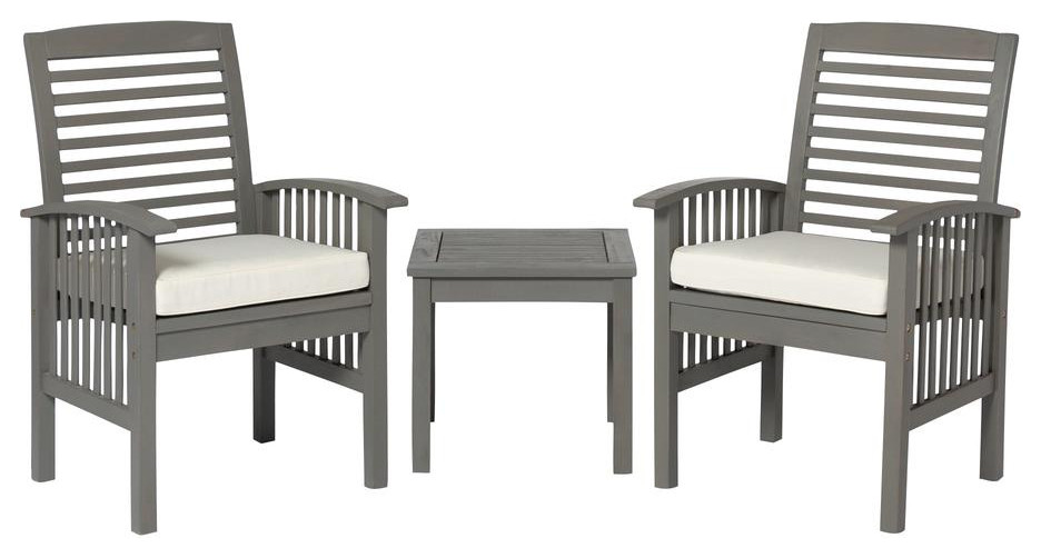 3Piece Classic Outdoor Patio Chat Set Grey Wash Transitional