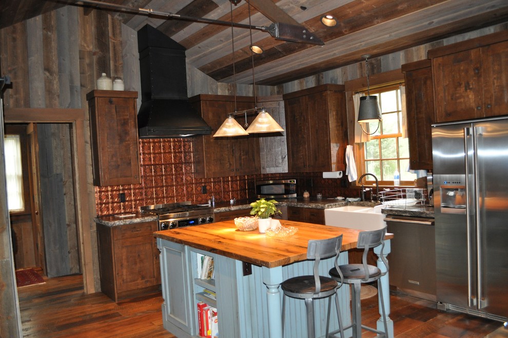 Inspiration for a rustic kitchen remodel in Denver