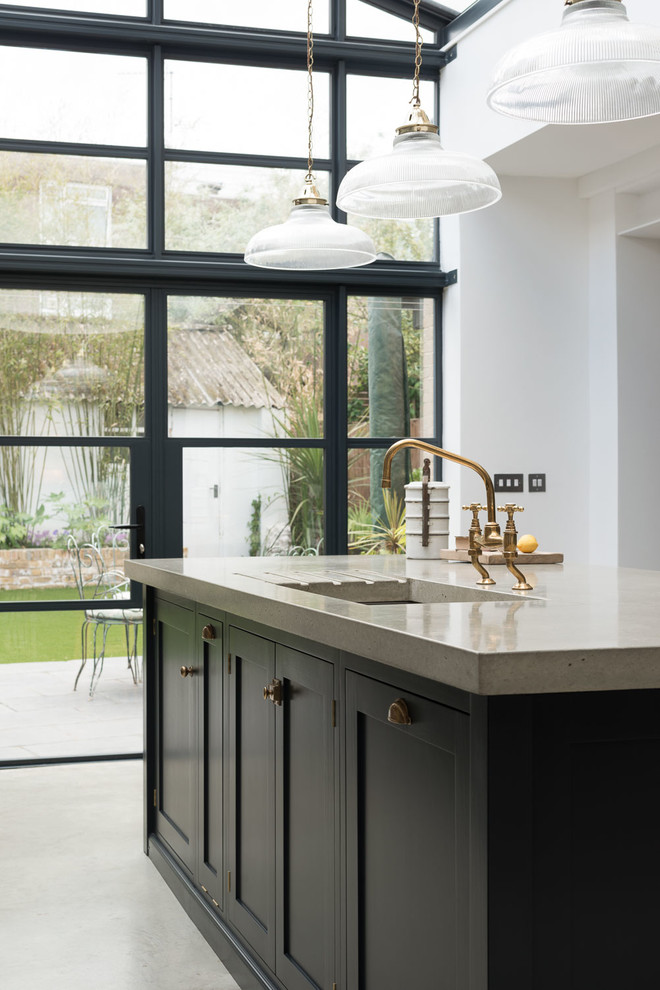 This is an example of a transitional kitchen in London.