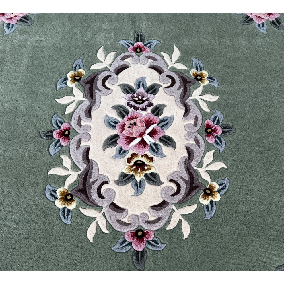 Cordero Y Rug Rectangular Corduroy Green Gray Floral Motif Graphic Wool Rug Carpet ...