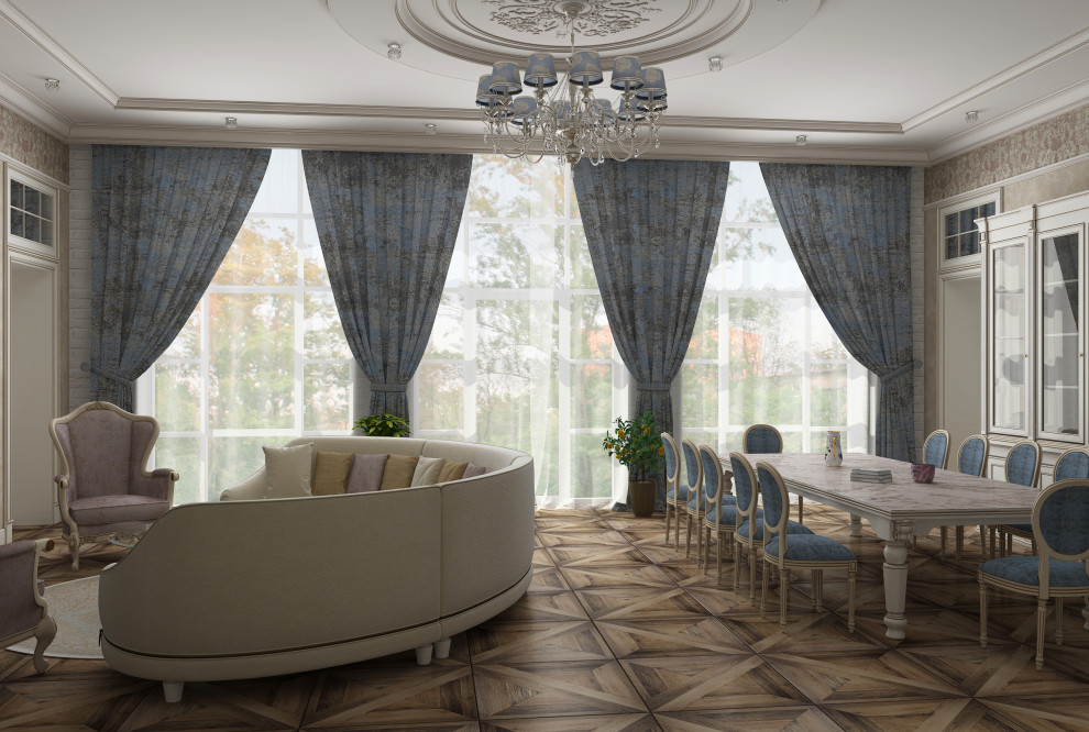 ГОСТИНАЯ-СТОЛОВАЯ В ЗАГОРОДНОМ ДОМЕ