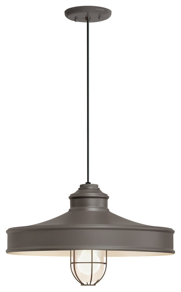 Nostalgia Pendant with Wire Guard, Textured Bronze With Frosted Glass, 16" Shade