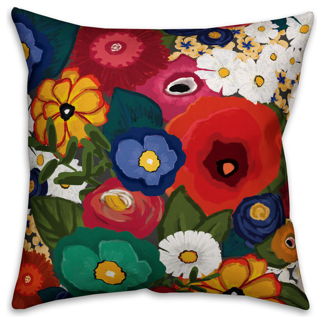 Modern Summer Garden Outdoor Throw Pillow Contemporary Outdoor