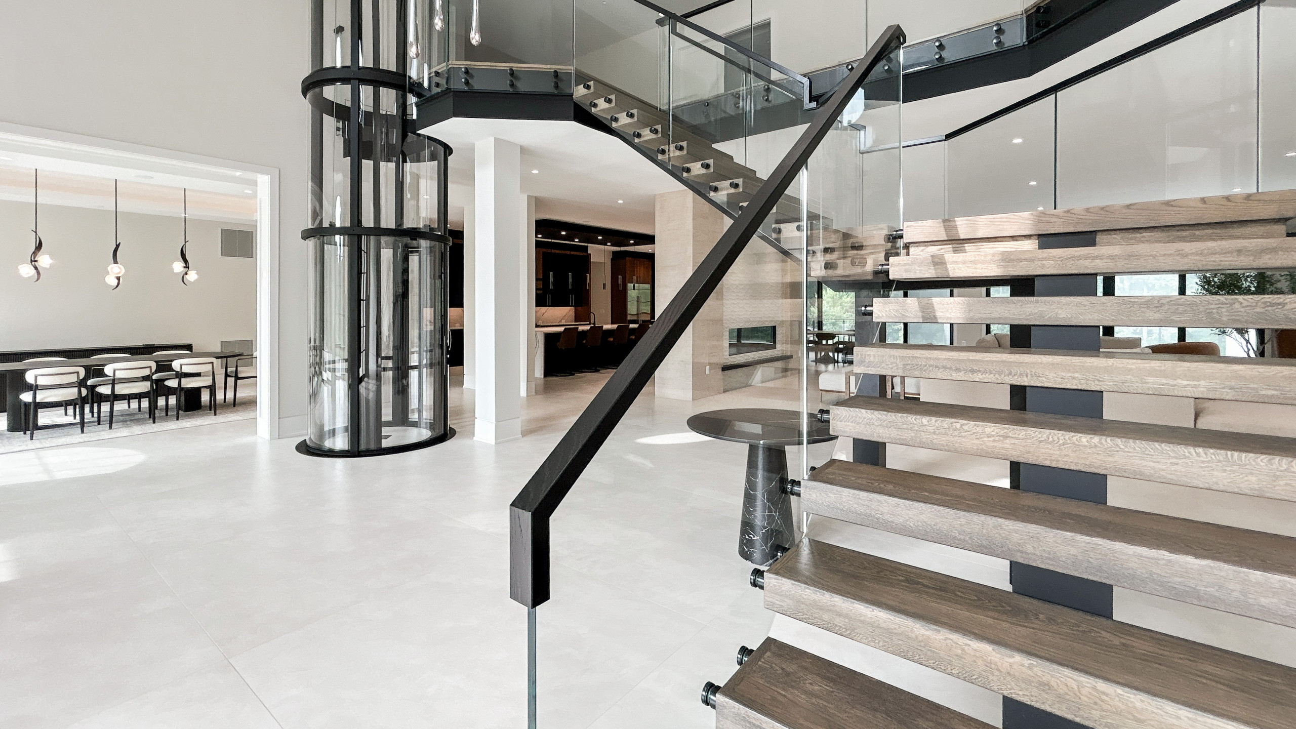 Project #159 | Modern Foyer Stair with Stand-off Glass Railing