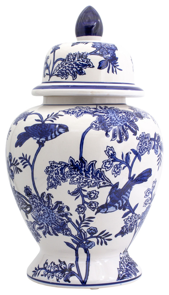 Claybarn Blue Garden Ginger Jar Asian Decorative Jars And Urns by