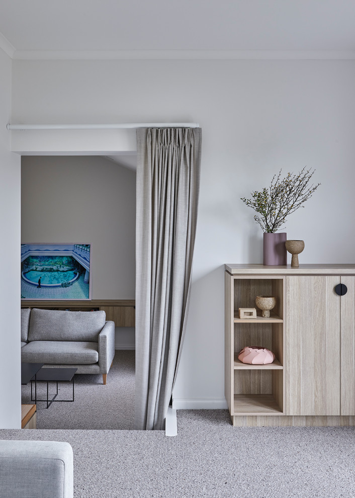 Design ideas for a contemporary living room in Melbourne.