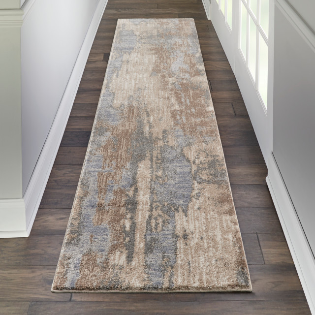 Nourison Moroccan Celebration KI386 Grey/Beige Runner 2'2" x 7'6" Area Rug