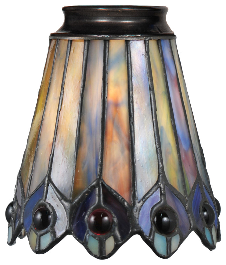 4W Tiffany Jeweled Peacock Fan Light Shade