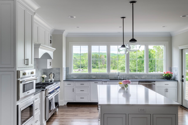 Windows over Kitchen Sink Traditional Kitchen 