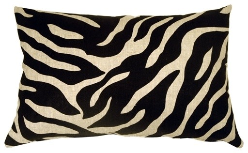 Pillow Decor - Linen Zebra Print 16x24 Throw Pillow