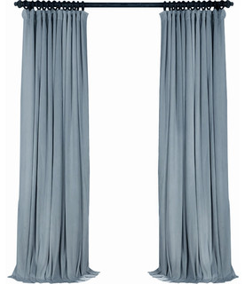 Luxury Velvet Curtain Panels, Gray Blue Willow, Set of 2 ...