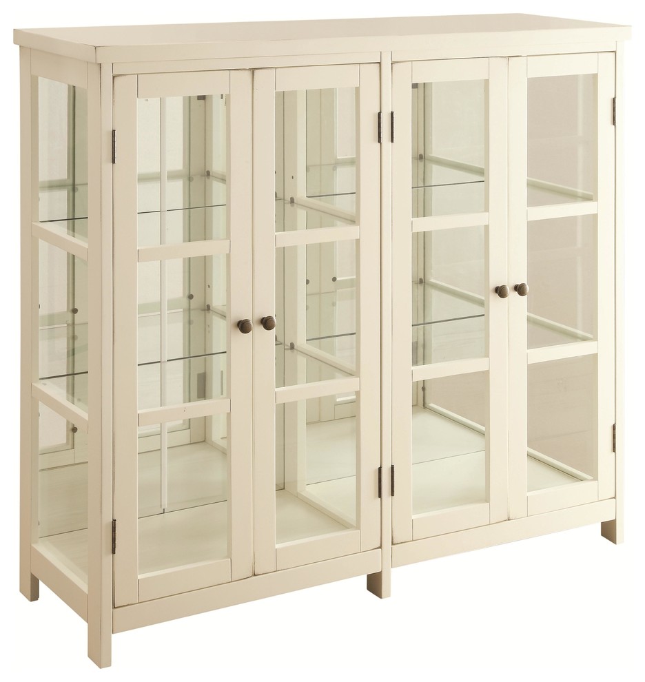 Coaster Sable Transitional 4-door Display Wood Accent Cabinet White
