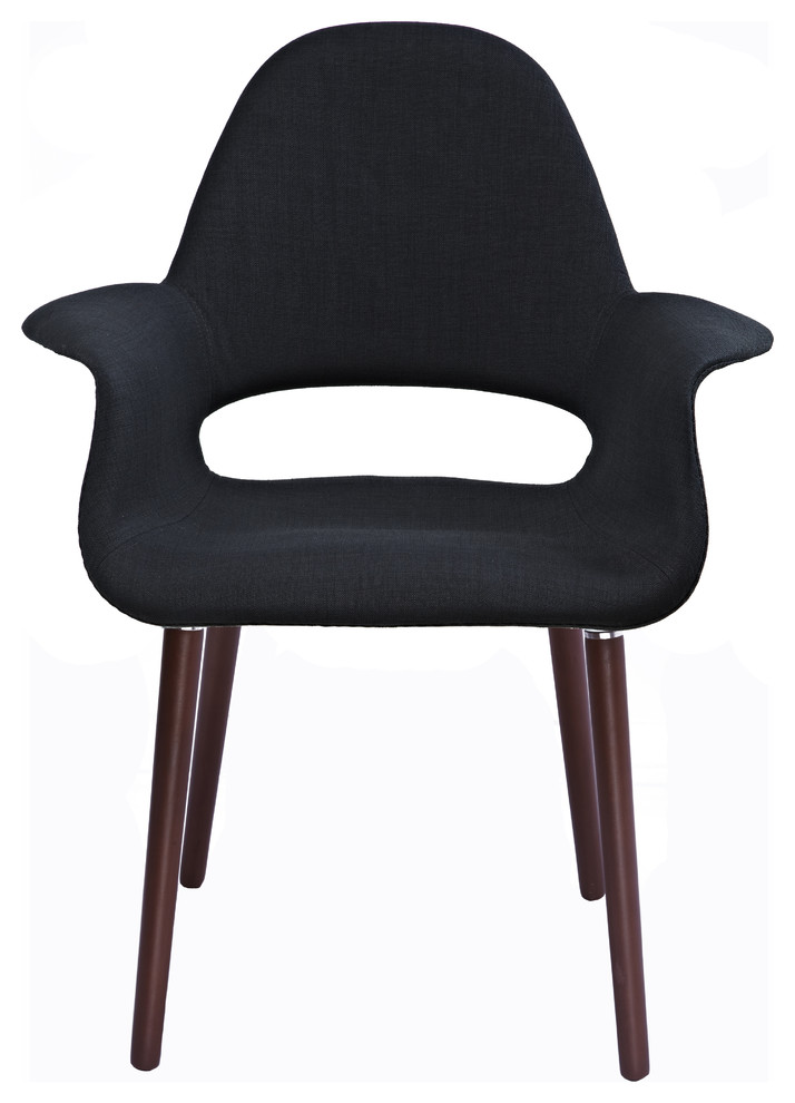 Designer Modern Upholstered Fabric Dark Wooden Leg Living Room Dining