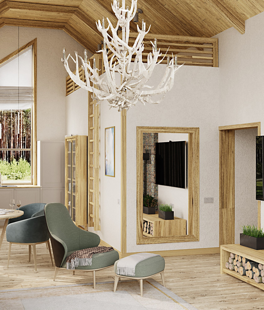 Дизайн-проект кухни-гостиной в загородном доме