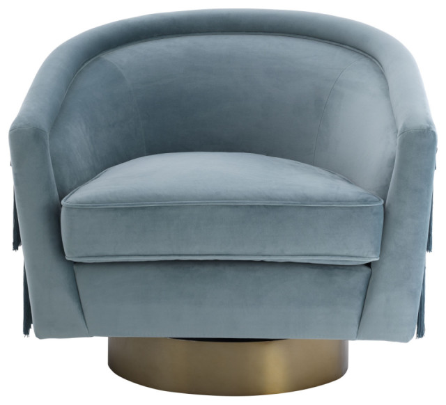 Blue Velvet Swivel Chair, Eichholtz Le Vante - Contemporary - Armchairs ...