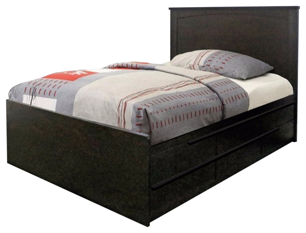 Plush Dark Brown Finish Twin Size Chest Bed With 6 Drawers On