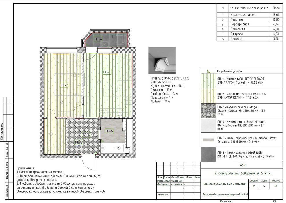 Рабочий проект квартиры в г.Одинцово