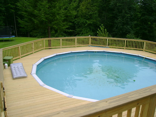 This is another above ground pool built into a nice deck area, over looking the rest of the yard.
