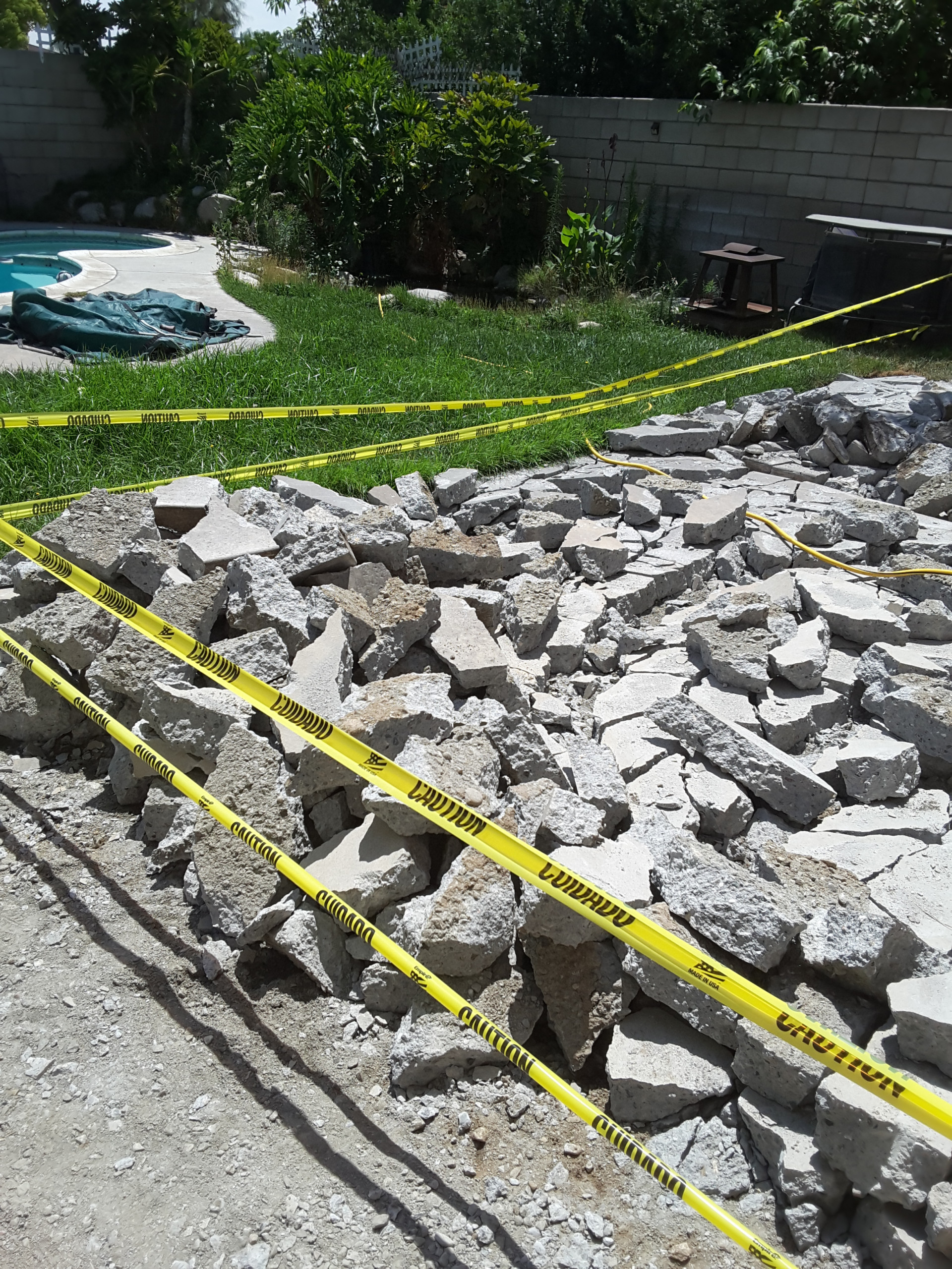Back yard Stemp concrete