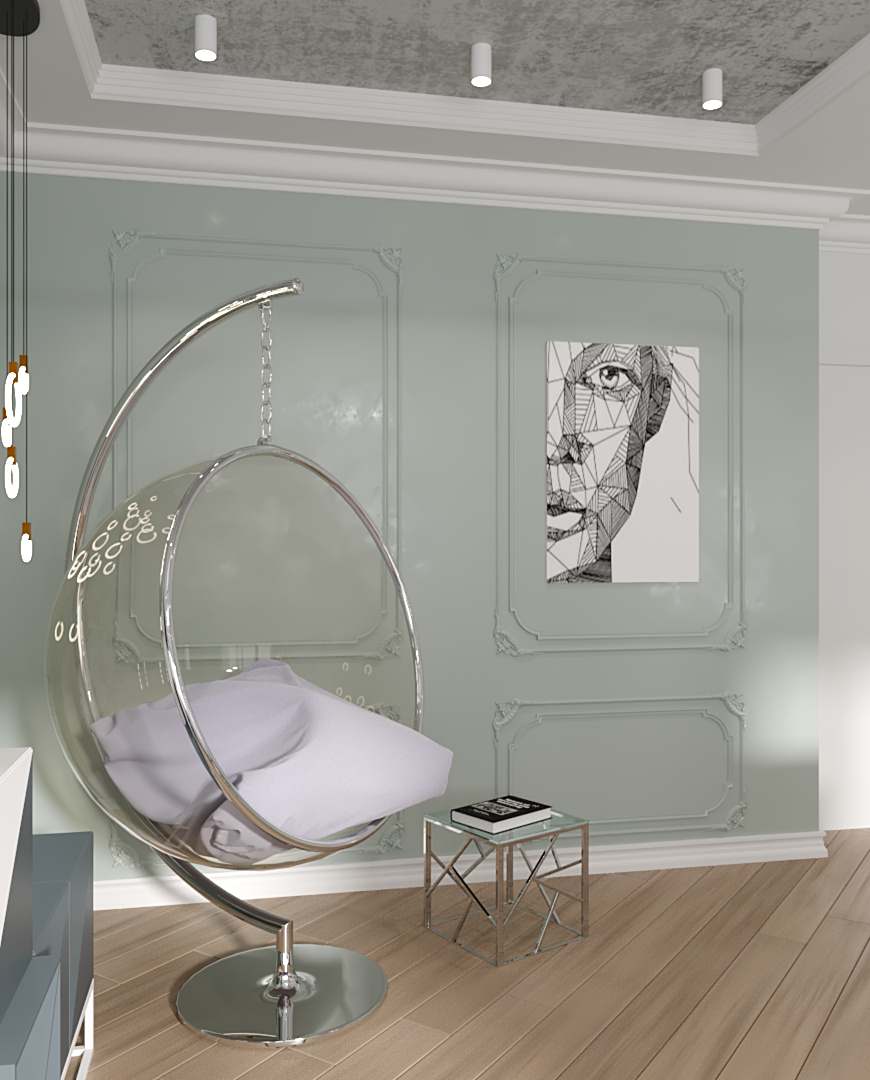 Кухня гостиная в нежных цветах