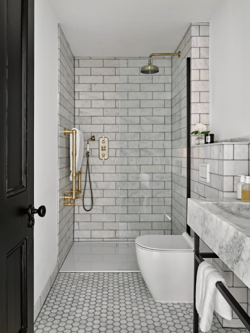 Timeless Subway Design with Antique Brass Accents