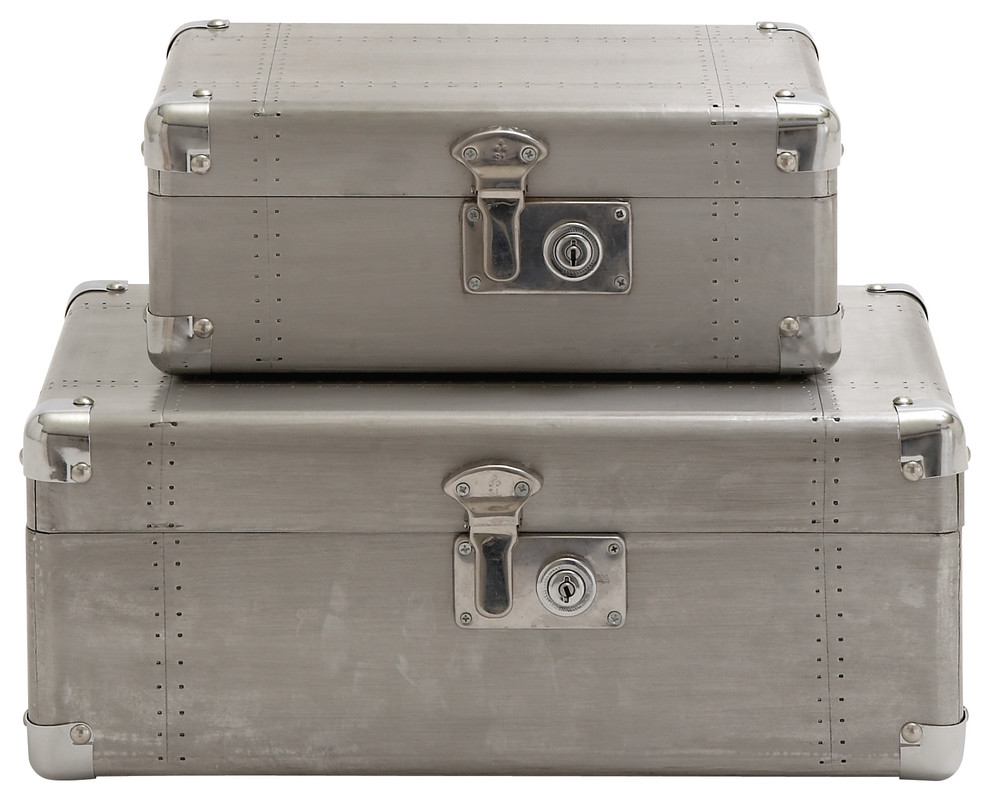 Antique Styled Wood Aluminum Case, Set of 2