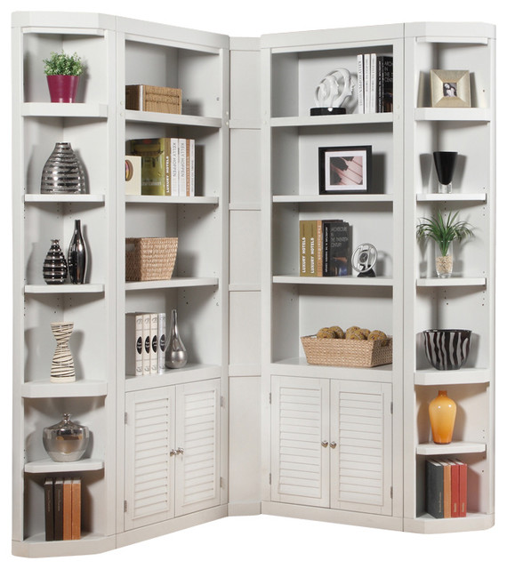 Parker House Boca 5Piece Corner Bookcase, Cottage White Finish