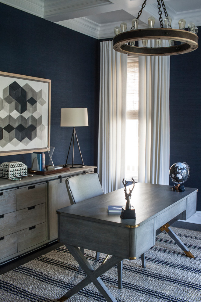 Inspiration for a transitional home office in Chicago.