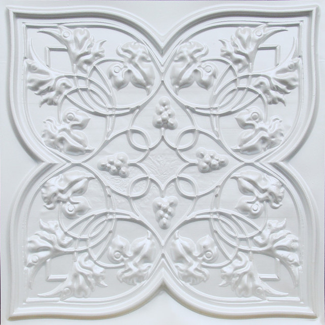 24 X24 D212 Pvc White Pearl Faux Tin Ceiling Tiles Glue Up Or