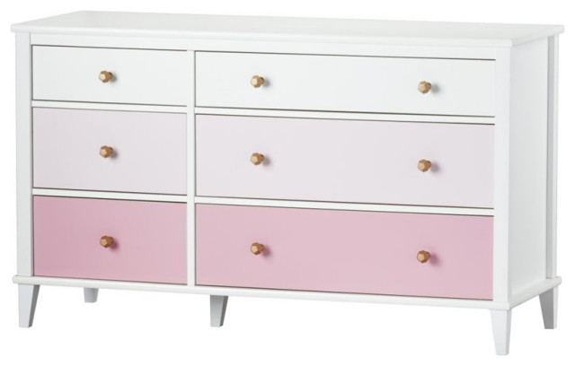 Little Seeds Transitional Engineered Wood 6 Drawer Dresser in White and ...