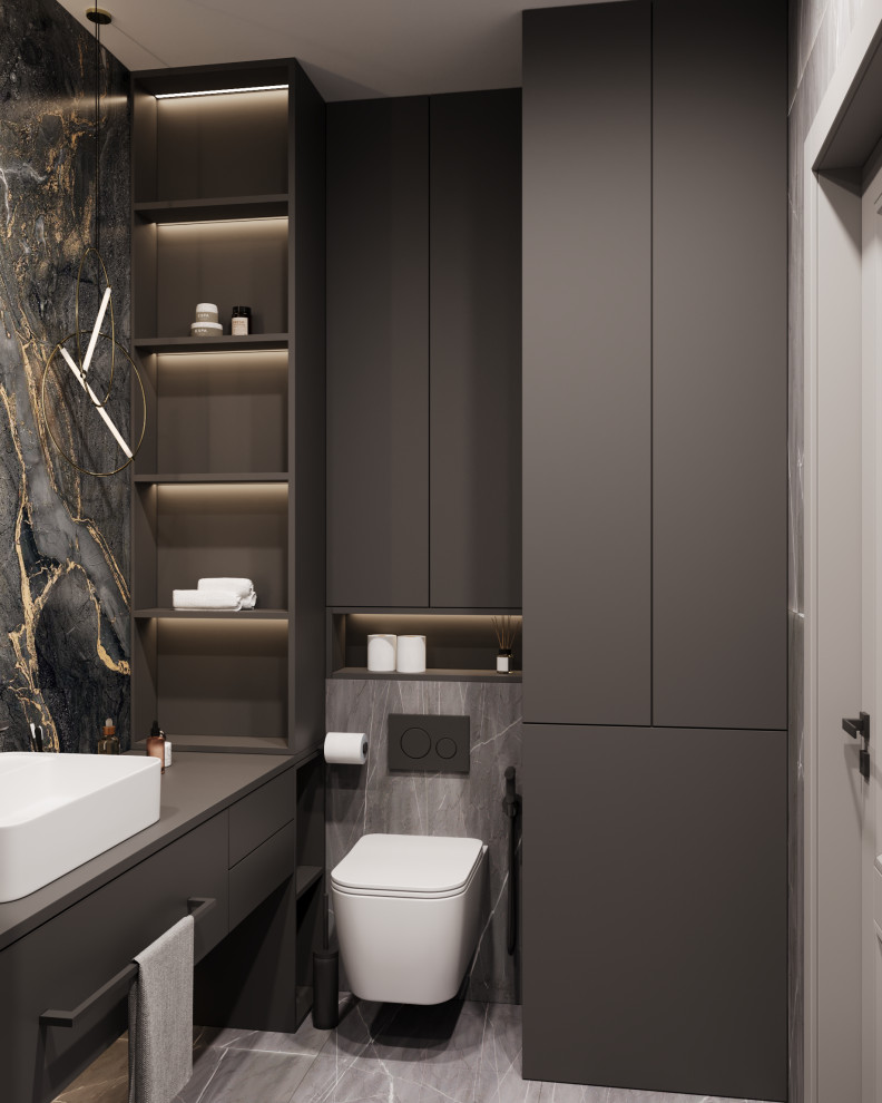 Дизайн темного санузла