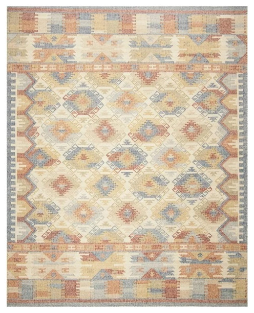 Sw Pattern Rugs Southwestern Wool-Cotton Blend Area Rug with Geometric Pattern ...