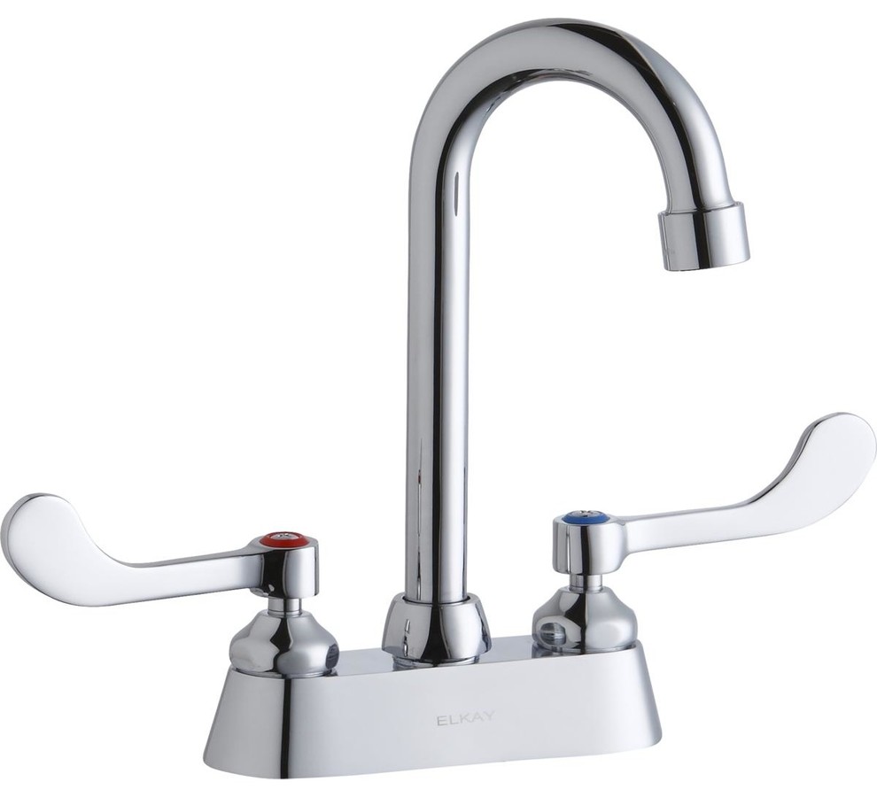 Elkay 4" Centerset With Exposed Deck Faucet and 4" Gooseneck Spout
